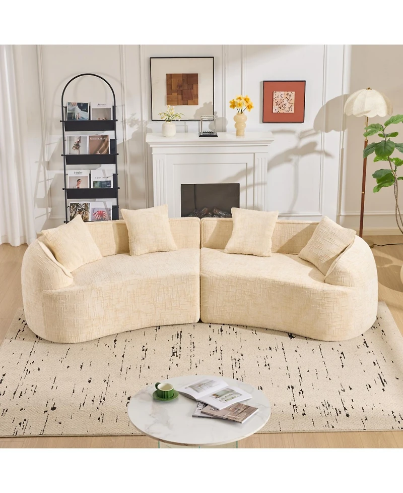 Streamdale Beige Curved Sofa, Nordic-style Design for Living Room, Comfortable & Soft