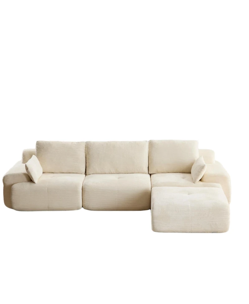 Streamdale Furniture Streamdale Modern Memory Foam Compressed Sofa, Large Sectional Couch, Pet-Friendly, Beige