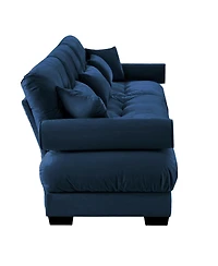 Streamdale Furniture Extra Large 3 Seat Modern Velvet Sofa, Oversize, Comfortable, Blue