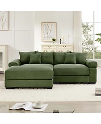 Streamdale Furniture Streamdale 92" Oversized Cloud Modular L-Shape Sectional Couch, Soft Corduroy, Green