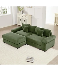 Streamdale Furniture Streamdale 92" Oversized Cloud Modular L-Shape Sectional Couch, Soft Corduroy, Green