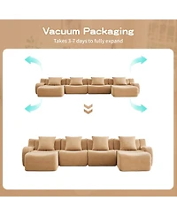 Streamdale Furniture U-Shaped Boneless Sofa, Teddy Fabric, Camel