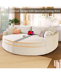 Streamdale Furniture Oversized Double Chaise Lounge Sofa 102.3" Bed with Usb Ports, Beige