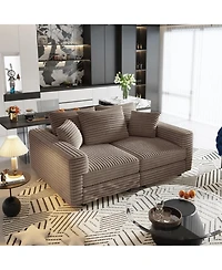 Streamdale Camel 82.7" Corduroy 3-Seat Sofa, Modern Comfy Cloud Couch with Soft Pillows