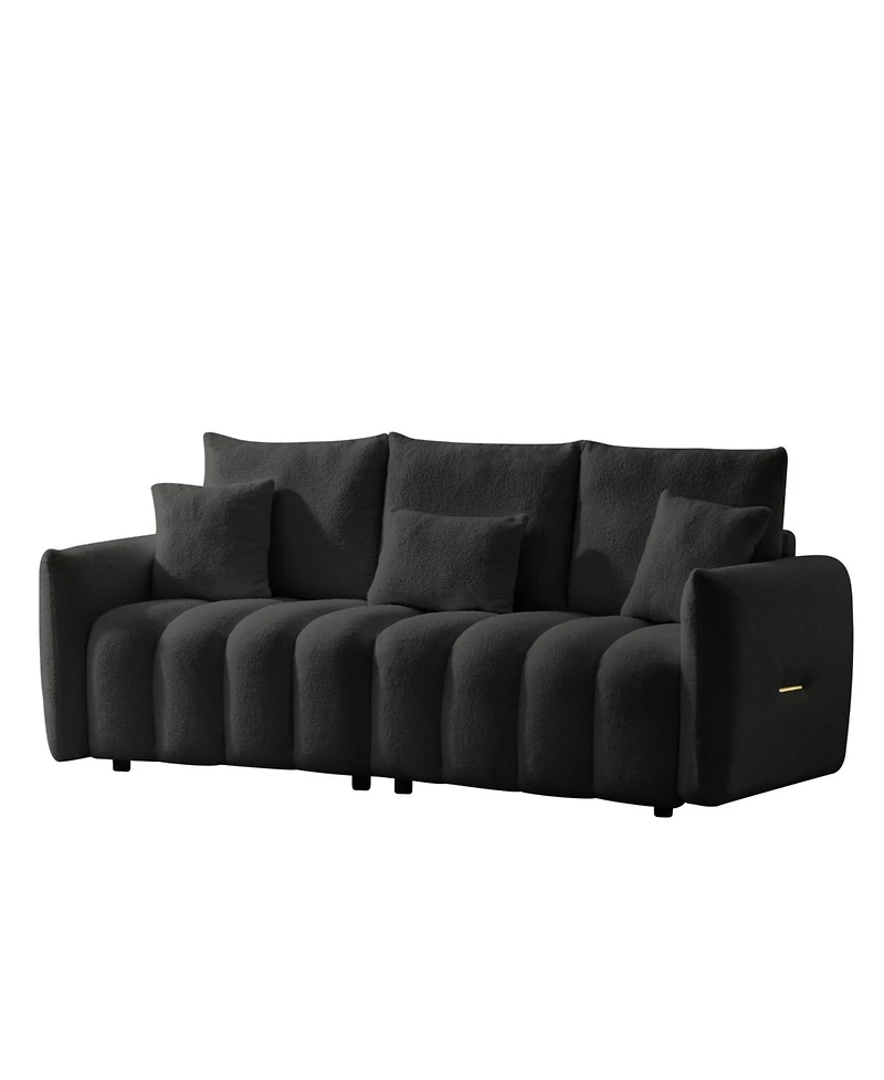 Streamdale Furniture Streamdale 78" Teddy Fabric Sofa with Pillows & Solid Wood Frame