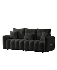 Streamdale Furniture Streamdale 78" Teddy Fabric Sofa with Pillows & Solid Wood Frame