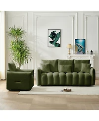 Streamdale Premium Teddy Fabric Sofa with Pillows and Cushions