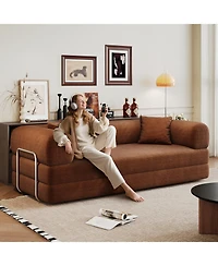 Streamdale Furniture Streamdale Corduroy Compression Sofa Bed with Pillow Back Support, Brown