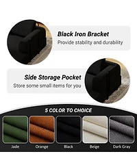 Streamdale Convertible Sleeper Sofa Bed with Pillow - Corduroy Folding Mattress Couch - Black