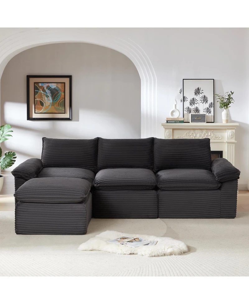 Streamdale Furniture Modern corduroy cloud sofa, freely combinable, comfortable for homes, apartments, offices