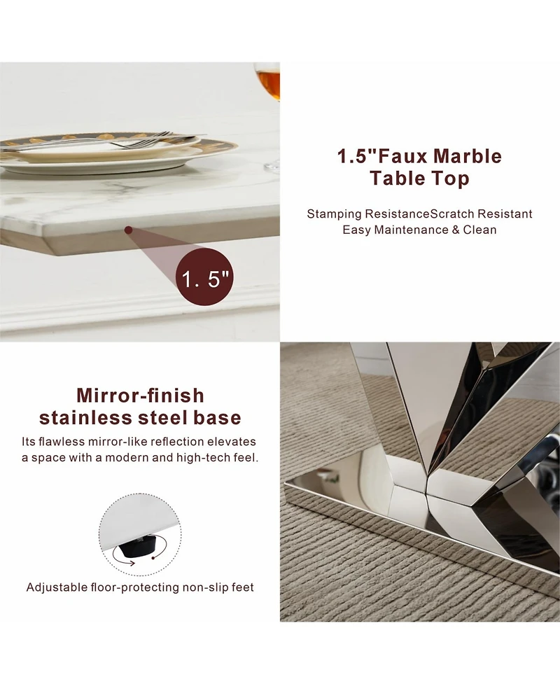 Streamdale Furniture Marble Dining Table for 6