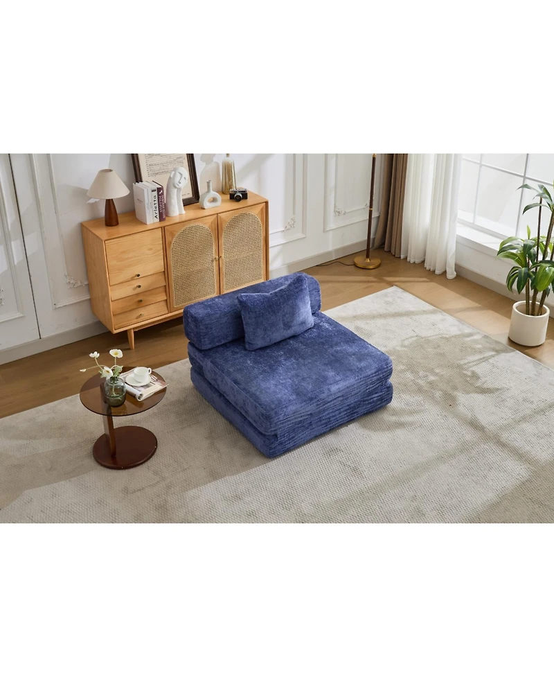Streamdale Furniture Streamdale Compression Sofa, Convertible Floor Sofa Bed, Single Seater Modular Sectional, Dark Blue