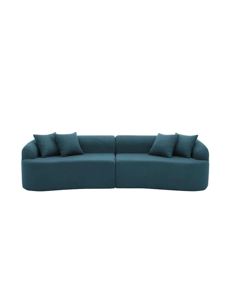 Streamdale Furniture Streamdale Curved Modular Lamb's Wool Sectional Sofa - Blue