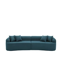 Streamdale Furniture Streamdale Curved Modular Lamb's Wool Sectional Sofa - Blue