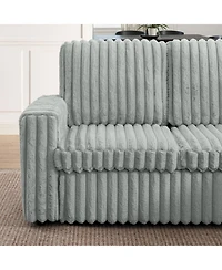 Streamdale Furniture Streamdale Grey Corduroy U-shaped Sofa with Pull-out Bed & Storage Chaise