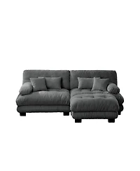 Streamdale Cloud Couch Chenille 2 Seater Sofa with Pillows and Ottoman, Gray