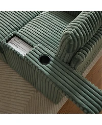 Streamdale Corduroy single recliner with pillow, cup holder, storage footrest