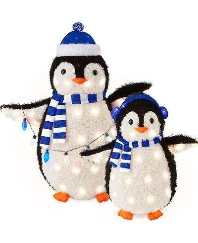 Best Choice Products 2-Piece Lighted 3ft Pop-Up Penguin Family Outdoor Christmas Decoration w/ 150 Led Lights