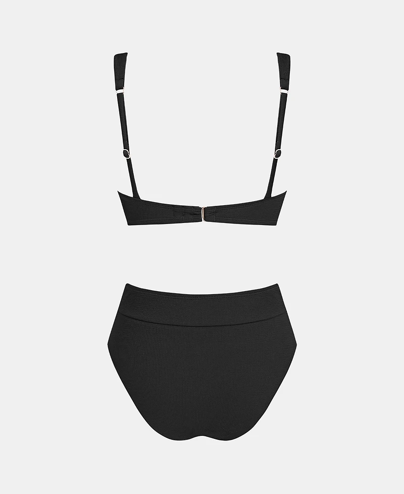 Women's Deep V-Neck Stitching Back Hook Bikini Sets