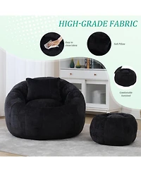Streamdale Furniture Modern Bean Bag Chair with Ottoman for Adults