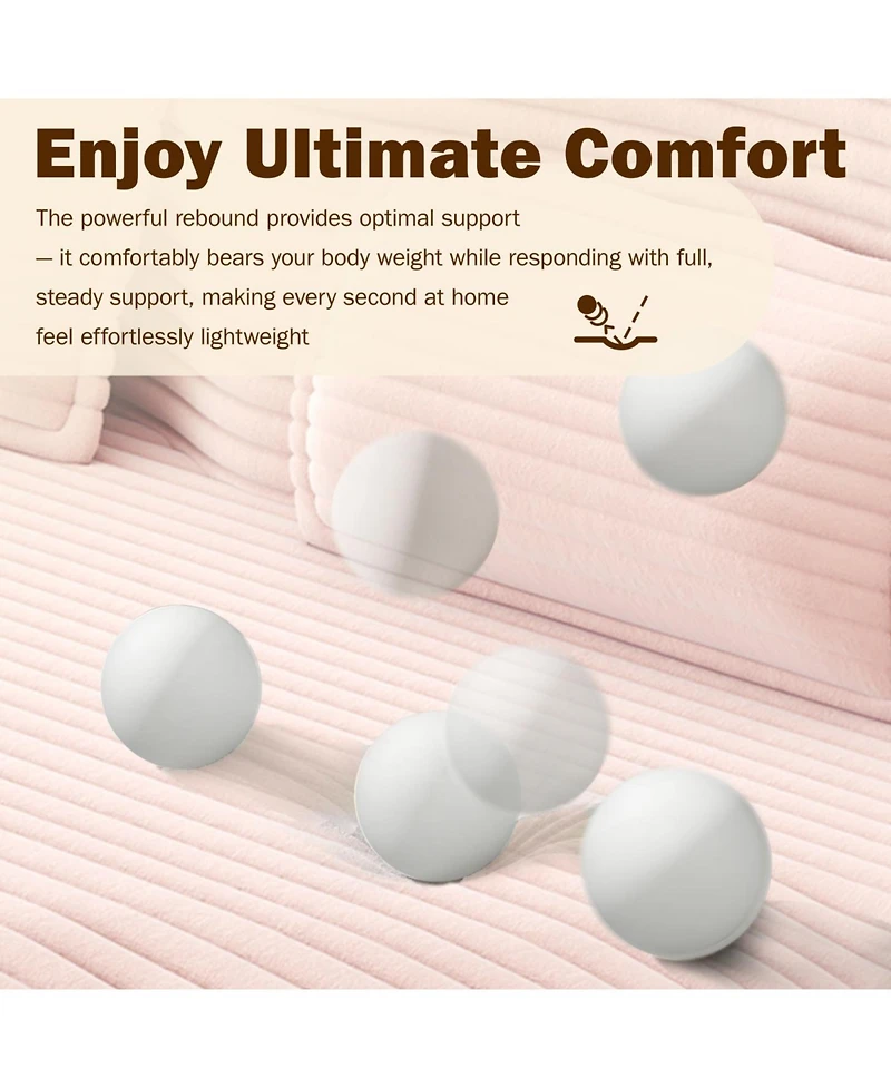 Streamdale Furniture Streamdale Modern Floor Sofa with 2 Pillows, Convertible Plush Corduroy Sleeper Sofa Bed