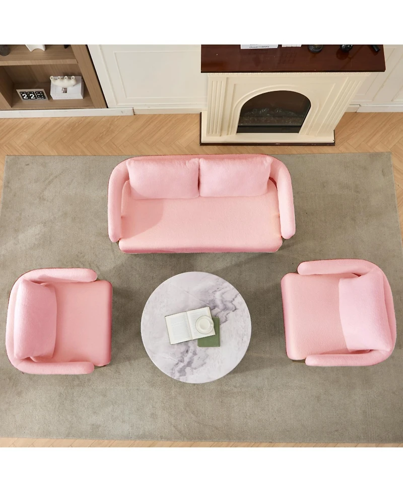 Streamdale Modern Teddy Fleece Chair with Gold Legs, Pink