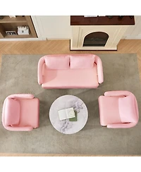 Streamdale Modern Teddy Fleece Chair with Gold Legs, Pink