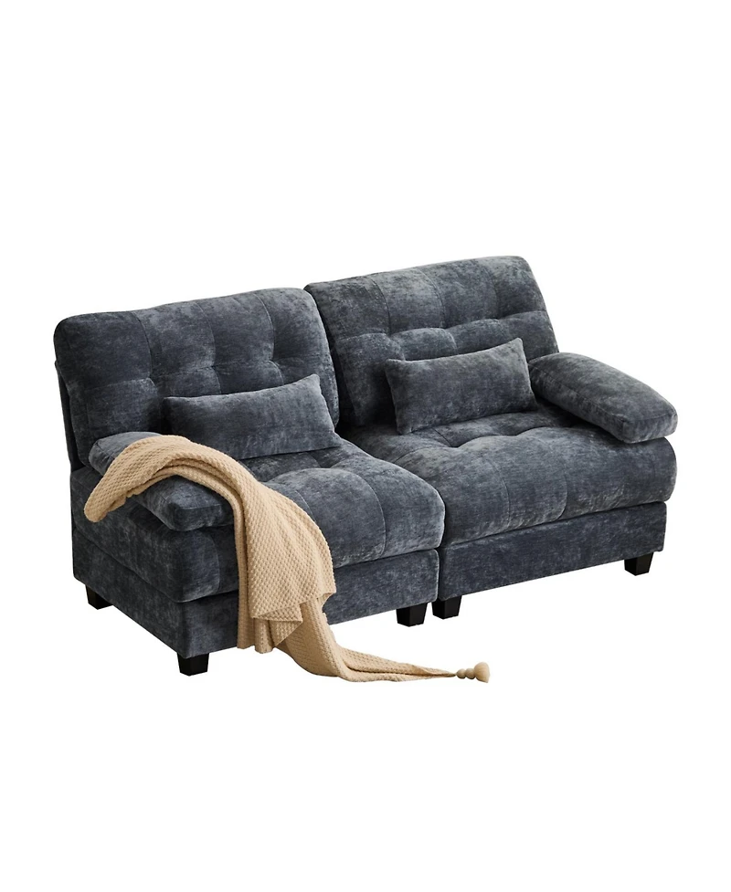 Streamdale Furniture 67" Loveseat with Adjustable Backrest, Chenille Fabric & 2 Pillows
