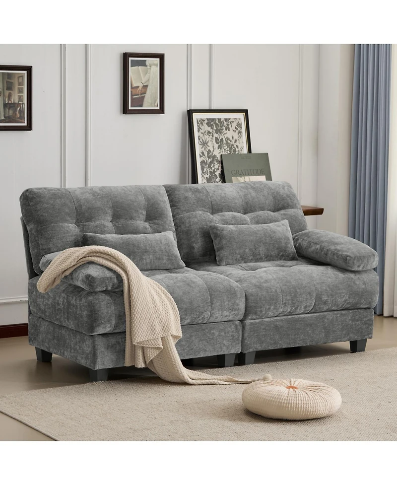Streamdale Furniture 67" Loveseat with Adjustable Backrest, Chenille Fabric & 2 Pillows