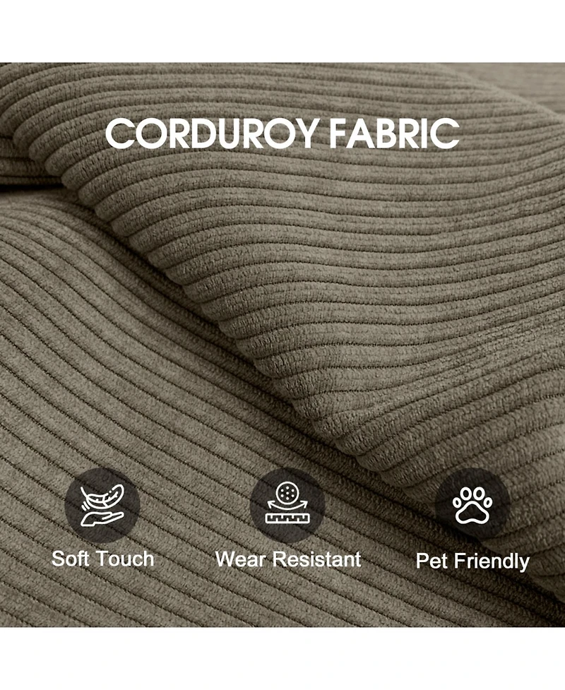 Streamdale Furniture Camel Corduroy Compression Sofa, Convertible Floor Sofa Bed with Pillow Back Support