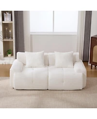 Streamdale Furniture 73" Modern Modular Sectional Loveseat, 2 Seater Tufted Cloud Convertible Couch w/ 2 Pillows, Ivory