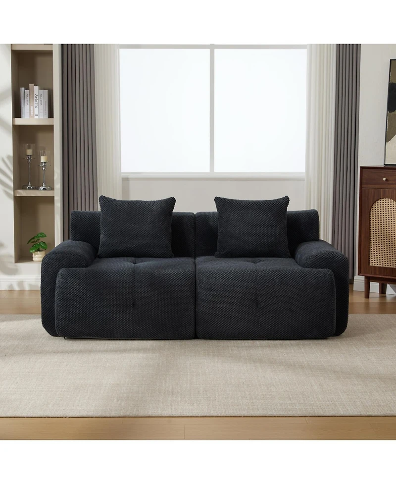 Streamdale Furniture 73" Modern Modular Sectional Loveseat, 2 Seater Tufted Cloud Floor Couch w/ 2 Pillows, Charcoal
