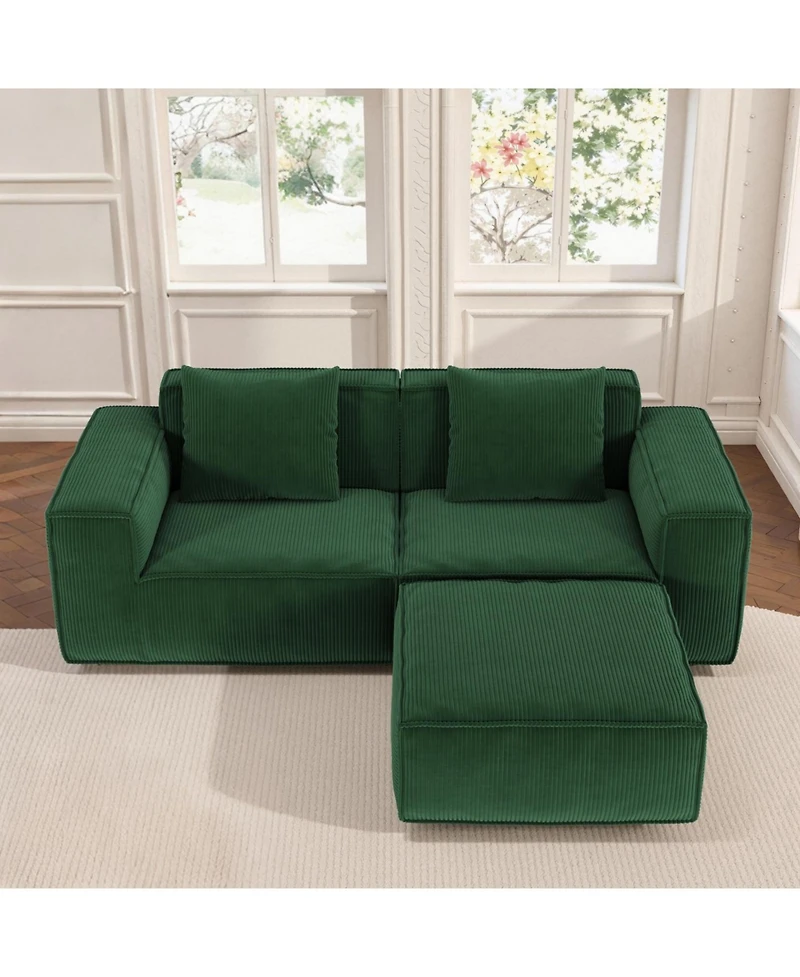 Streamdale Furniture Streamdale Modular sofa bed, corduroy velvet, green
