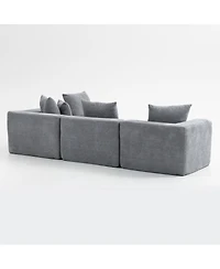 Streamdale Furniture Modular 3-Seat Chenille Sectional Sofa, Deep-Seat, Low-Profile Modern Design, Grey