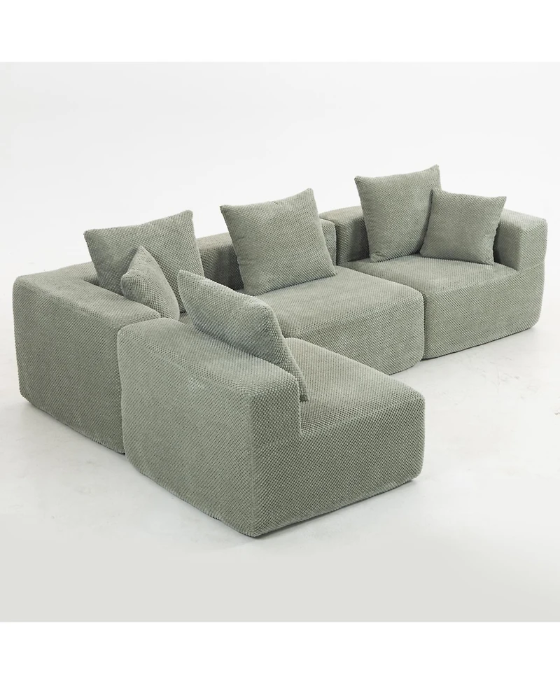 Streamdale Modular Sectional Sofa, Light Green Upholstery, 111"x74"x24