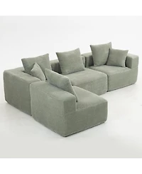 Streamdale Modular Sectional Sofa, Light Green Upholstery, 111"x74"x24