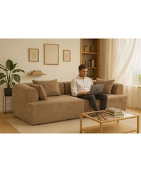 Streamdale Full-Foam Modular Sofa, 96" Boucle 2-Piece Sectional with Rounded Arms