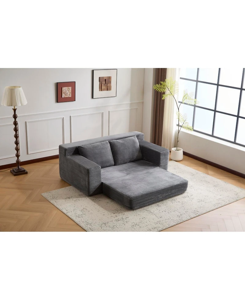 Streamdale Furniture Streamdale Dark Grey Corduroy Loveseat Sofa Bed with Reversible Cushions