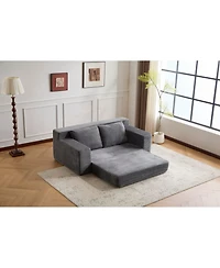 Streamdale Furniture Streamdale Dark Grey Corduroy Loveseat Sofa Bed with Reversible Cushions