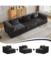 Streamdale Furniture Compression Sofa, Convertible Floor Sofa Bed, Modular Sectional, Black