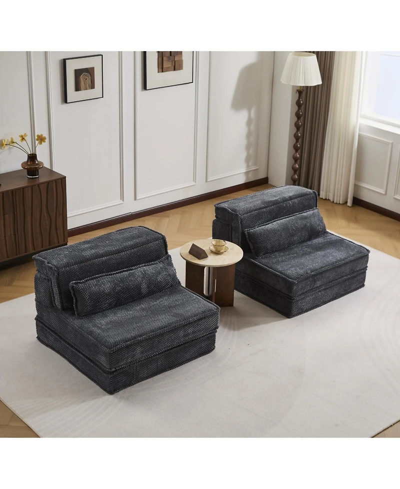 Streamdale Furniture Compression Sofa, Convertible Floor Sofa Bed, Modular Sectional Sofa, Dark Grey