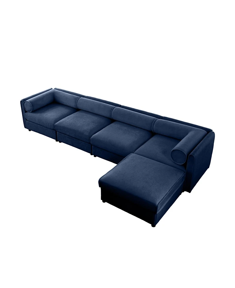 Streamdale Furniture Streamdale Modular L-Shaped Blue 4-Seat Sofa with Storage & Deep Seating
