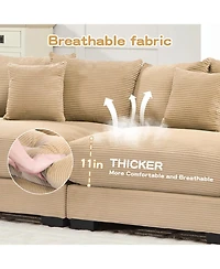 Streamdale Oversized Cloud Modular Sectional Couch, Premium Corduroy 3-Seater Sofa, Camel