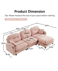 Streamdale Modular L-Shaped Chenille Couch with Ottoman