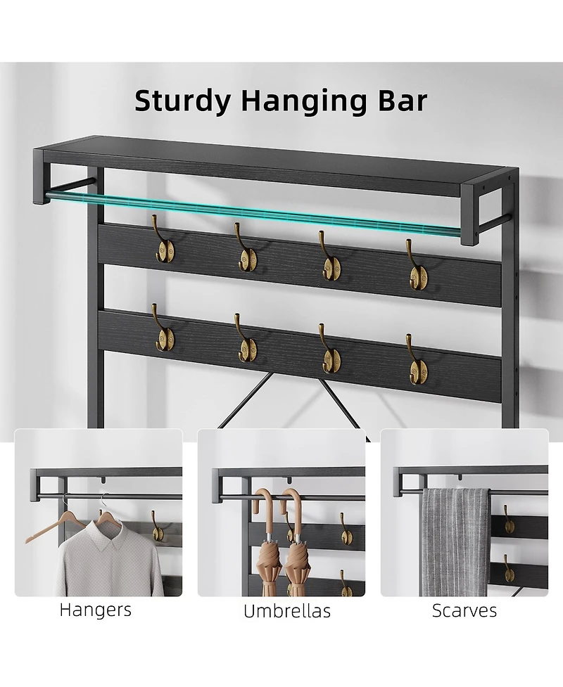 Gaomon Farmhouse Hall Tree with Coat Rack, Shoe Storage Bench & 8 Hooks