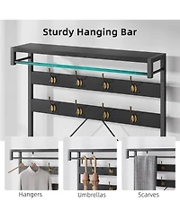 Gaomon Farmhouse Hall Tree with Coat Rack, Shoe Storage Bench & 8 Hooks