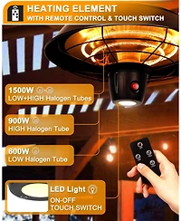 Electric Hanging Patio Heater With Led Light