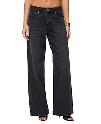 Edikted Womens Ery Wide Leg Mid Rise Jeans