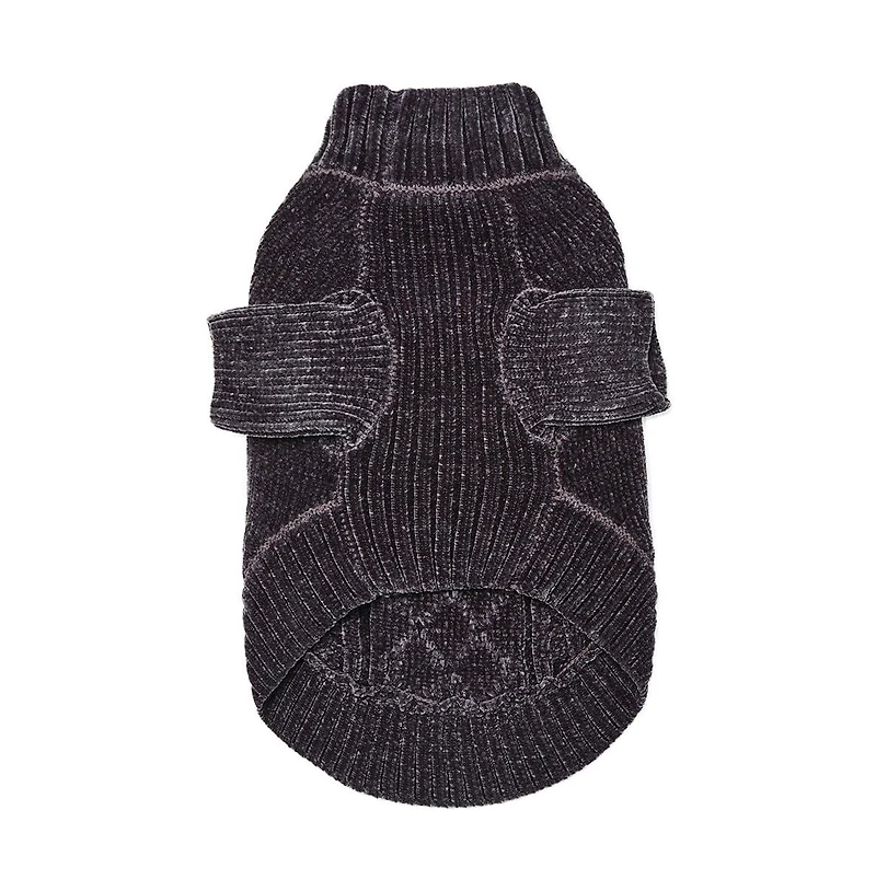 Dogs & Cats Co. Ultra-Soft Cozy Chenille Cable-Knit Dog Sweater Turtleneck with Leash Opening