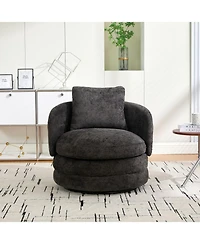 Streamdale F;urniture Streamdale 30"W Modern Round Swivel Barrel Chair with Pillow, Dark Gray